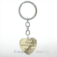 Vintage New Zealand Map keychain fashion Ireland Chicago Detroit New York Oakland Cincinnati map pendant key chains ring HP105
