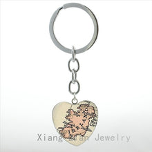 Vintage New Zealand Map keychain fashion Ireland Chicago Detroit New York Oakland Cincinnati map pendant key chains ring HP105