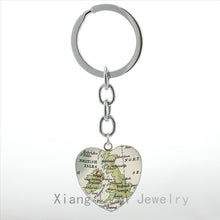 Vintage New Zealand Map keychain fashion Ireland Chicago Detroit New York Oakland Cincinnati map pendant key chains ring HP105