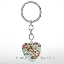 Vintage New Zealand Map keychain fashion Ireland Chicago Detroit New York Oakland Cincinnati map pendant key chains ring HP105